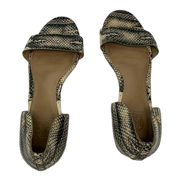 Tory Burch Savannah D'Orsay Snakeskin Print Flat Sandals Size 8.5 - Picture 4 of 11